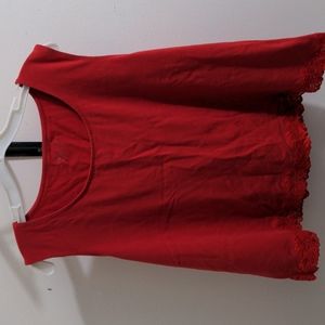 Cute red Coldwater Creek tank top tee with lacy waist